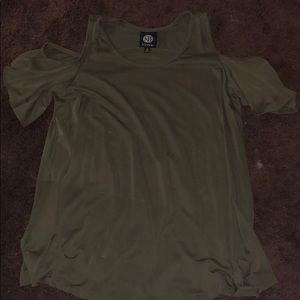 Army Green cold shoulder blouse